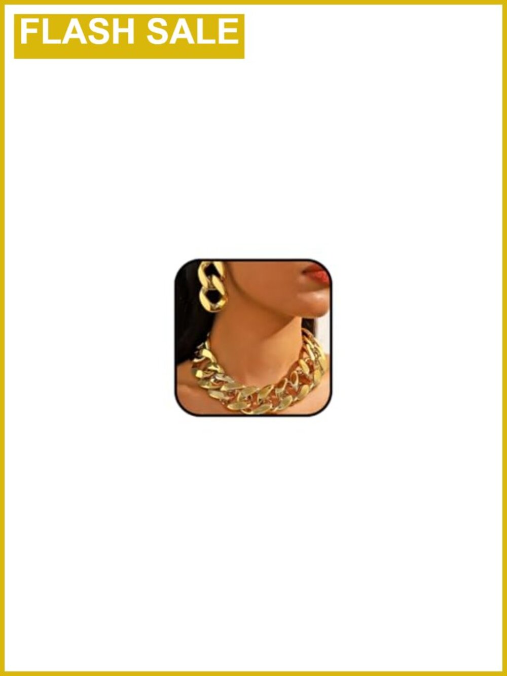 Chunky Cuban Link Necklace Earring Set Statement Gold Tone Jewelry
